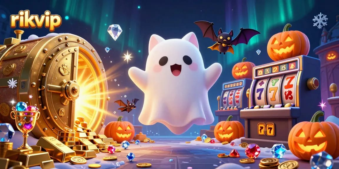 Explore rich gaming treasures at rikvip's haunted casino with lively characters in a magical setting.