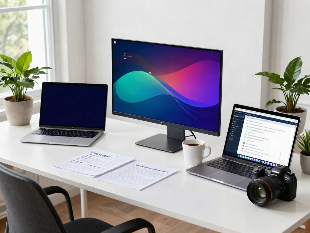 Content creator analyzing instant indexing data at a modern workspace