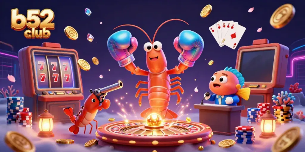 Experience thrilling gameplay at b52 club with vibrant graphic elements showcasing colorful casino games.
