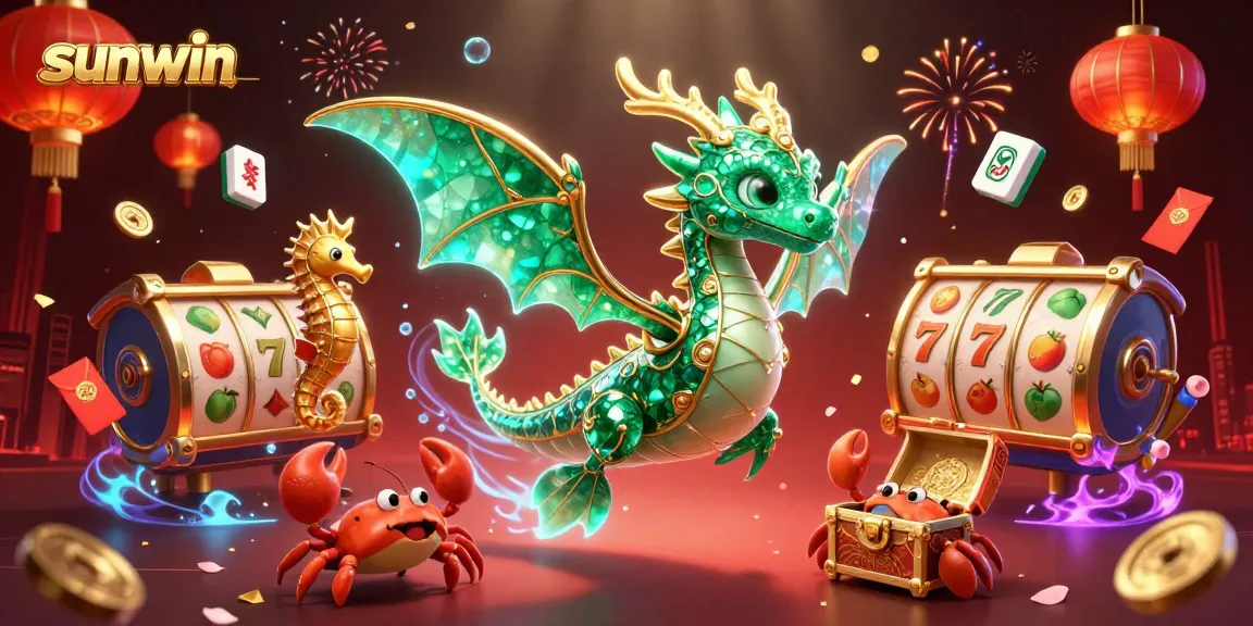 Win big at sunwin with vibrant slot games, floating dragon, and dazzling treasures.