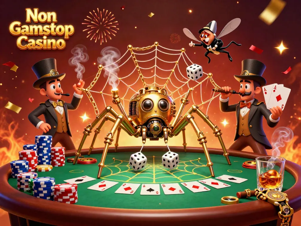 Engage with thrilling gameplay at Non Gamstop Casino featuring an animated steampunk scene.