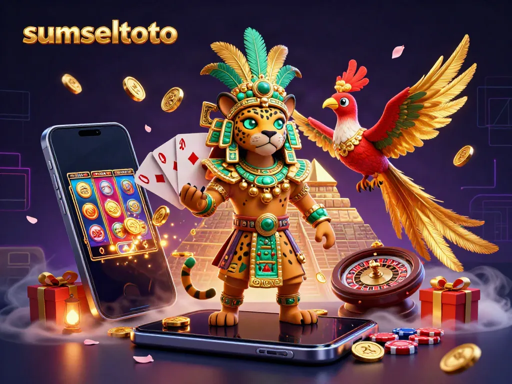 Experience the thrills of sumseltoto with vibrant casino gameplay elements and a mystical Mayan scene.