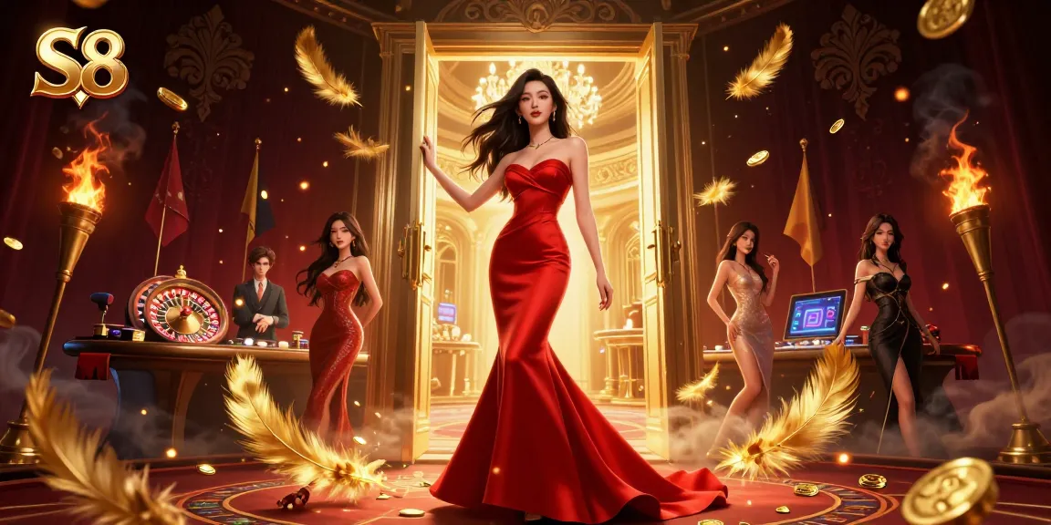 Experience the thrill of S8 with a stunning illustration showcasing a glamorous online casino adventure.