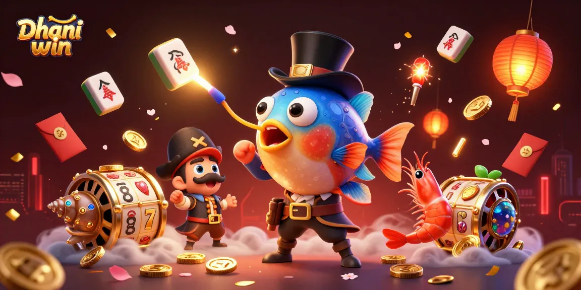 Dhani win features an anglerfish attracting coins alongside pirate shrimp and gem snail in a vibrant casino scene.
