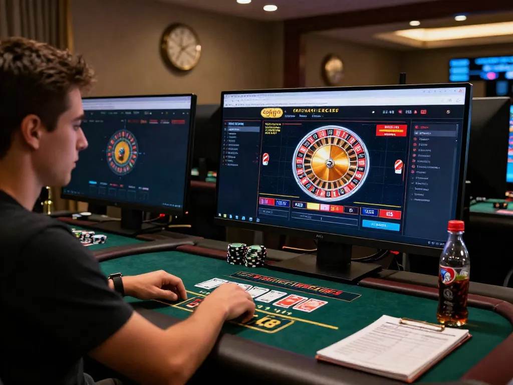 Engaged player enjoying live games at a credit card casino online with vibrant graphics and cozy lighting.