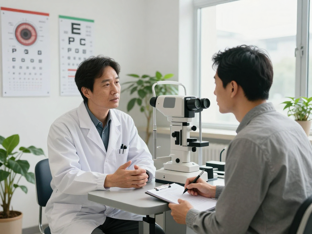 Learn about corneal transplant options during a patient consultation with a specialist at a modern clinic.