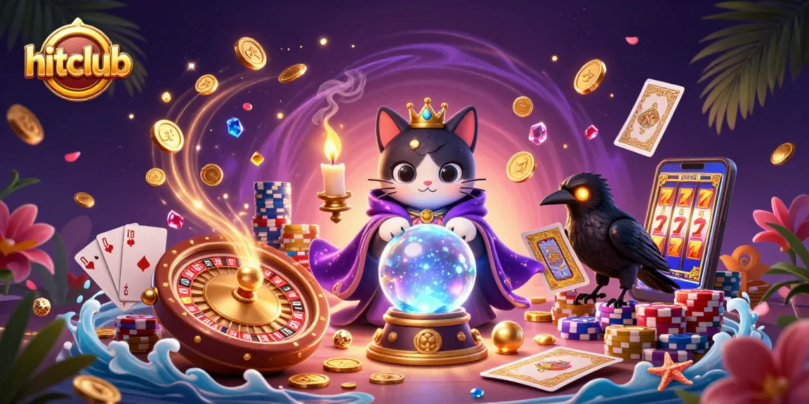 Join hitclub and spin the luck with cascading coins, vibrant poker elements, and mystical characters!